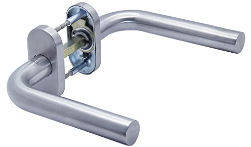 APECS Türgriffe Oval Rosette edelstahl für Haustür und Innentüren Drückergarnitur L-Modell H-0901