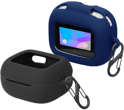 [Confezione da 2] easyBee Cover Custodia in Silicone Compatibile con JBL Live Buds 3 / Live Beam 3 / Live Flex 3 Cuffie Bluetooth e 2 Moschettone Portachiavi - Nero e Blu