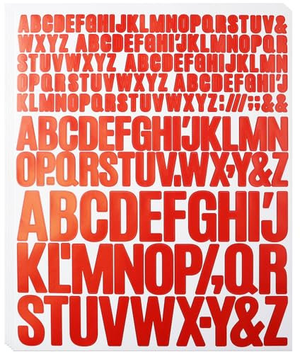 900 Pieces 0.5 Inch, 1 Inch and 1.5 Inch Letter Stickers, Sticky Alphabet Sticker for Scrapbook, Water Bottle, Mailbox, Signs, Boards - Red