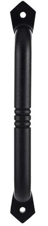 Tirador de Puerta de Granero Corredera, Tirador Puerta Exterior, Tirador de Puerta de Hierro Fundido, para Puertas de Madera, Garaje y Puertas de Granero, Negra, Longitud Total: 229 mm