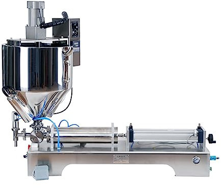 Pneumatic Liquid Filling Machine for Chili Oil, Facial Cleanser, Honey - Adjustable Temperature, Heating Mixing Stirring - Ideal for Salad Dressings - 1~25 bottles/min - Pneumatic Piston Filler
