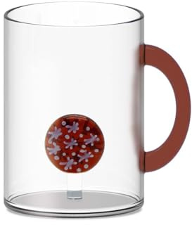 WD Lifestyle - Tazza in Vetro Borosilicato 420ml con Soggetto in Vetro Colorato Interno (Biscotto)