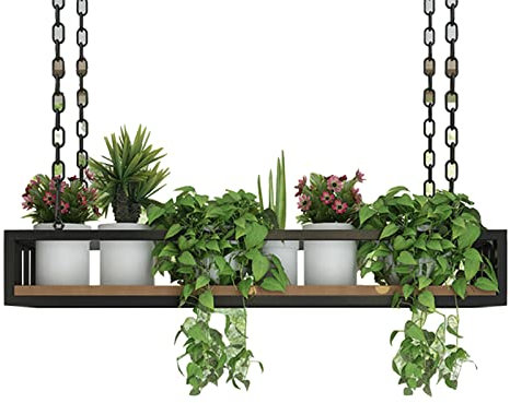 Schwebendes Eisenregal mit Leitplanke für Küche, Bar, Innenbereich, Balkon, Wanddekoration, Hängeregale für Pflanzen und Blumen, dekoratives Organizer-Regal (60 x 25 x 15 cm)