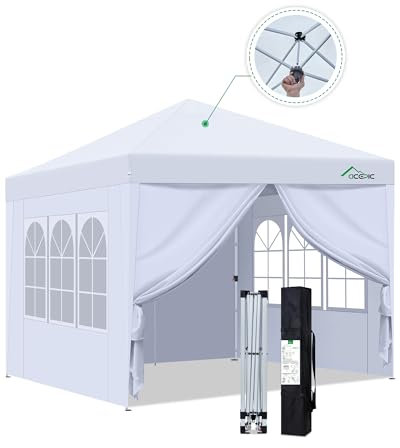 Pop Up Gazebo Pieghevole 3x3, Gazebo Chiuso Portatile, Esterno Resistente con Tubi Ispessiti, Regolabile in Altezza, per Festa, Attività All'aperto(Bianco)