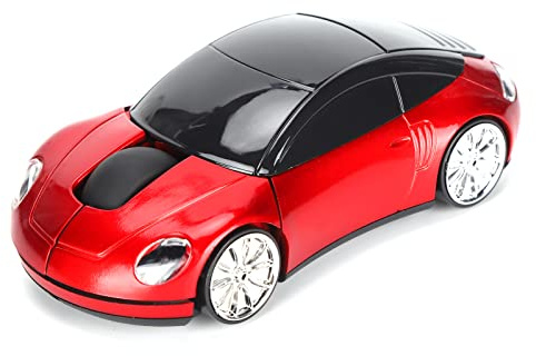 Ghzste Wireless Mouse Cute Car Shape Mouse 2.4GHz 1600DPI Optical Computer Mice with USB Receiver Portable Cordless Mouse for PC Laptop Computer (Red)