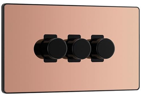 BG Evolve Polished Copper 3 Gang Custom Grid Dimmer Light Switch PCDPC83B