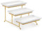 MALACASA 3 Tier Serving Trays for Party, Porcelain Serving Platters and Trays, 12 Inch Tiered Tray Stand, Fruit Tray, White Trays for Serving Food, Dessert Stand with Collapsible Gold Metal Rack