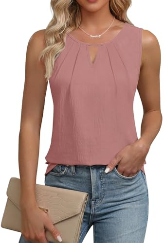 Cuptacc Camisetas Mujer sin Mangas Cuello en V Top Mujer Verano Sexy Blusa Elegante Color Sólido Tank Tops