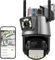 SQUADO Telecamera di Sicurezza PTZ Esterna 4K 8MP, Doppia Lente, Zoom 4X, Visione Notturna a Colori, Monitoraggio AI, con App