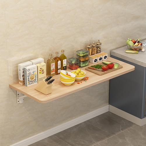 Kompakter Wand-Klapptisch, platzsparend, schwebender Schreibtisch, Hängetisch für Zuhause, Büro, helles Walnussholz-Finish, 40 x 30 cm