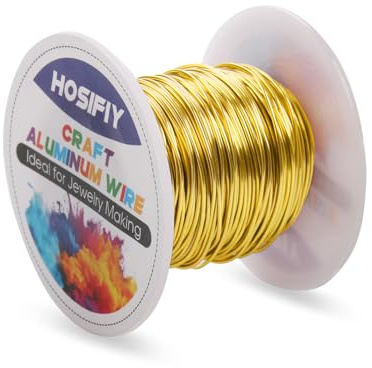 Alambre para Manualidades 0.8mm Aluminio Dorado - Para Esculturas DIY, Joyería, Flores, Tejido - Carrete de 30 Metros