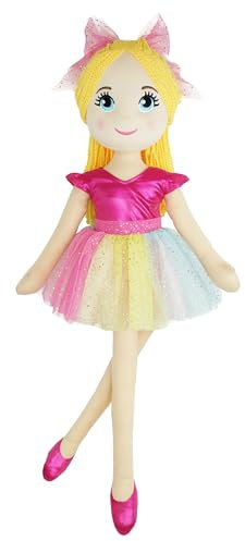 Lullaberry 80 cm XL Ballerina Prinzessin Polina – gefüllte Plüschpuppe in Lebensgröße – Rosa Outfit – Geschenk für Kleinkinder und kleine Mädchen