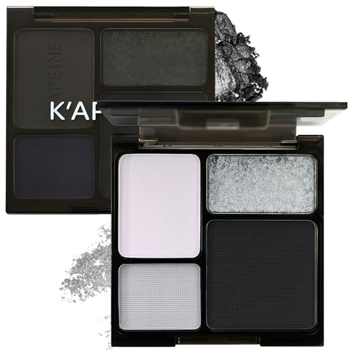 Black Smokey Eyeshadow Palette, Goth Shimmer Matte Black Grey White | Sparkling metallic glitter. Long lasting highly pigmented. Great for dark dramatic eye looks.