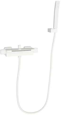 Robinet de baignoire cascade en acier inoxydable - Douchette à main - Système de douche - Mitigeur avec douchette - Blanc