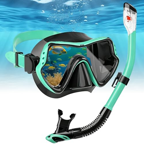 Juego de Esnórquel para Adultos, Máscara de Snorkel Antivaho,Gafas de Buceo Adulto con Gafas Antivaho y Tubo Seco,Equipo Submarino Hermético para Buceo y Natación para Hombres y Mujeres