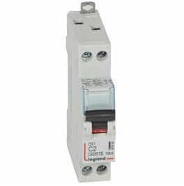 407693 Disjoncteur unipolaire + neutre 2A - 1P+N Courbe C - 6/10kA - À vis - Legrand DX3