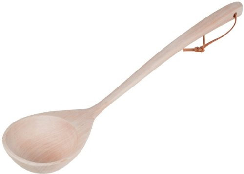 Gravidus Saunakelle aus Schwarzerle Ovaler Holzlöffel mit eckigem Stiel, 51 cm Länge, hochwertige Saunakelle