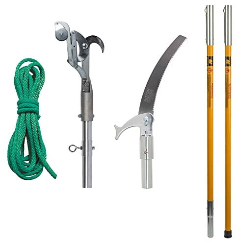 Notch 12’ Pole Saw Set with 15” Blade and Pruner Head, Yellow (40209)