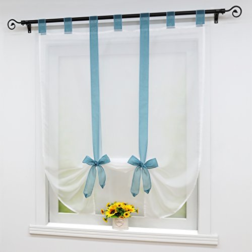 Joyswahl Raffrollo Voile Bindegardine mit Schlaufen »Adele« Unifarbige Gardinen BxH 80x140 Blau 1er Pack