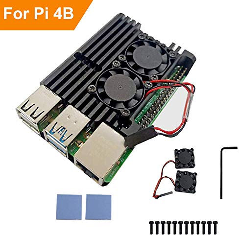 RLTech Case for Raspberry Pi 4 Model B, Raspberry Pi Heatsink for Raspberry Pi 4 Model B, Case with Fan Compatible with Raspberry Pi 4 Model B (Alu-Black)
