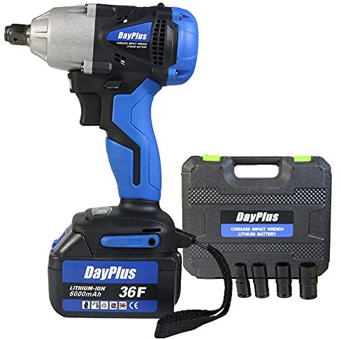 Cordless Impact Wrench with 6.0Ah Li-ion Battery 18V Cordless Electric Driver 1/2 Front LED Light Powerful Wheel Wrench Gun Strong Torque 420Nm 3200RPM, Charger & Power Tool Bag Included