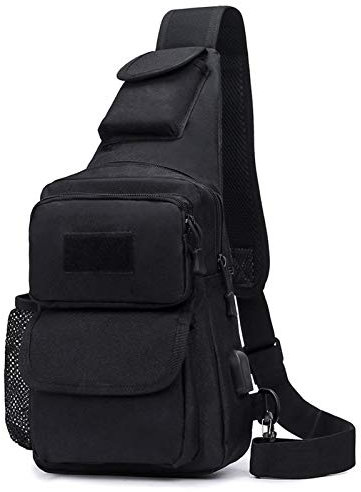 BAIGIO Tactical Military Chest Sling Bag Water Resistant MOLLE Shoulder Backpack Mens One Strap Daypack with Water Bottle Holder