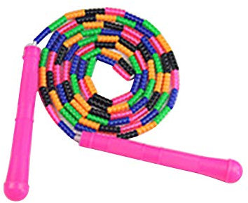 Jueshanzj Springseil, 2,7 m, doppelt, holländisch, weiche Perlen, Workout-Springseil, rosa Griff