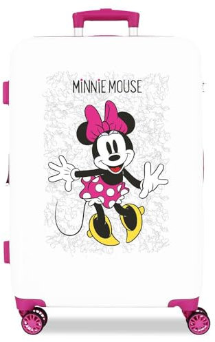 Disney Minnie Enjoy the Day Mittlerer Koffer Weiß 48x68x26 cms Hartschalen ABS Kombinationsschloss 70L 3,7Kgs 4 Doppelräder