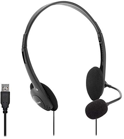 VulTech Cuffie Headset HS-02 per pc con microfono integrato su braccetto regolabile, controller del volume e funzione muto