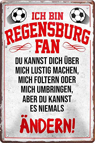 Blechschilder ICH BIN Regensburg Fan Fan Metallschild für Fußball Begeisterte Dekoschild Geschenkidee 20x30 cm
