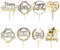 8 Pack Happy Birthday Cake Topper, CBGGQ Multicolour Acrylic Cupcake Topper for Various Party Decoration for Girls Kids Baby Birthday Wedding Mother Cake Supplies (Gold)