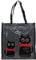 Shopper Borsa Donna In Plastica Busta Spesa Casual Universale Fantasia Gattini (Nero, Media)