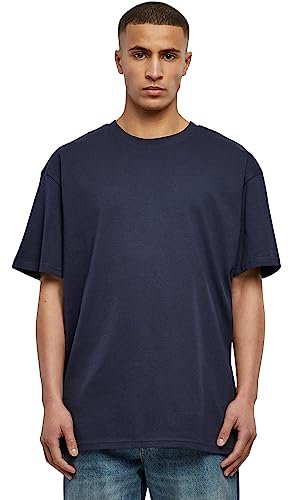 URBAN CLASSICS Men's Basic Oversized T-Shirt, Wide Cut, Long Tee, Short Sleeves Shirt with Crew Neck, 100% Jersey Cotton, in Midnightnavy, Size: 5XL