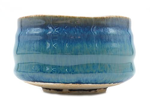 ANCLLO Authentic Japanese Traditional Tea Ceremony Matcha Bowl Chawan Handcrafted in Japan, Grey Blue Glaze