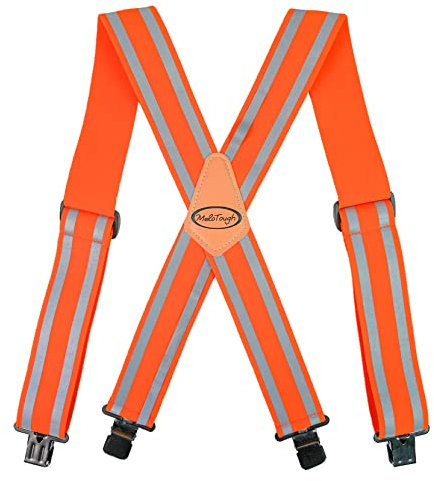 MELOTOUGH Reflektierende Sicherheits-Hosenträger | Arbeits-Hosenträger mit hochsichtbaren reflektierenden Streifen | Haltegurt | Werkzeuggürtel | Hosenträger, Hochsichtbares Orange, Large