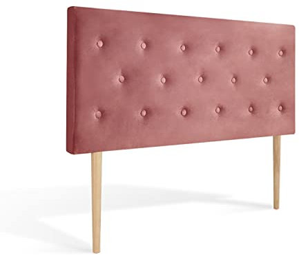 INTENSE DECO Tête de lit capitonnée Théa 140cm Velours Vieux Rose