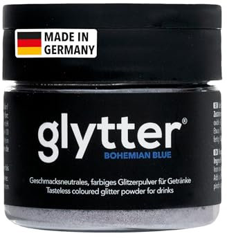 Glytter Glitzerpulver für Getränke (Blau) - essbarer Glitzer für Drinks & Flüssigkeiten, z.B. für Likör, Sekt, Cocktails - trinkbares & geschmacksneutrales Glitzerpulver - Glitzerpuder, Glitzer-Staub