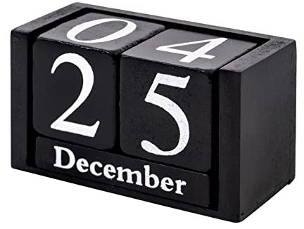 Notakia Holz-Schreibtischblöcke, Kalender, ewiger Block, Monatsanzeige, Datumsanzeige (klein, schwarz)
