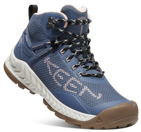 KEEN Women's NXIS Evo Mid Height Waterproof Fast Packing Hiking Boots, Vintage Indigo/Harbor Gray, 4.5
