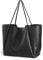 HOXIS Übergroße vegane Leder Tote Frauen Weekender Tasche Shopper Handtasche Reise Geldbörse, Schwarz, Medium