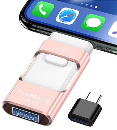 ZARMST Clé USB 256 Go, Extension de Cle Mémoire Externe, Clé Photo, Lecteur Flash pour iOS et Android, Ordinateur, Pc, Photos/Vidéos/Fichiers Copiés en Un Clic (Rose)