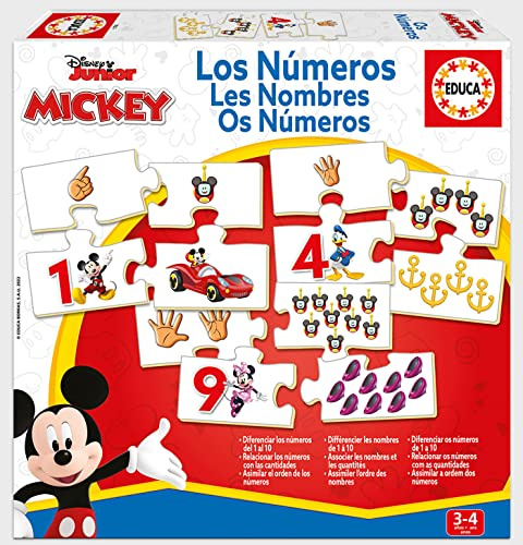 Educa - Die Zahlen mit Mickey | Mit diesem Spitzen-Set Werden Sich die Kleinen 10 vertraut und die Zahlen mit Mengen verbinden | Ab 3 Jahren (19327)
