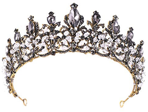 luoluoluo Kristall Strass Krone Diademe Krone Damen Tiara mit Inlay Kristallblume Braut Hochzeit Diadem Kupfer Zirkon Strass Kronen
