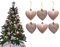 6pc Large Glitter & Matte Heart Baubles - Great Christmas Tree Decorations, Heart Baubles (Rose Gold)