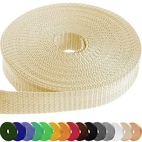 TECEUM 25 mm Gurtband – Creme – 9 Meter - Gurtband zum Klettern im Freien drinnen Basteln DIY (1” 10y)