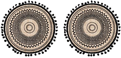 Garneck 2 Pz Piatti Da Bevande Set Da Tavolo Resistente Tovaglietta Nero Centrini Isolamento Decorazioni Rotonde Centro Palla Ristorante Tè Stoviglie Arredamento A Forma Di Treccia No