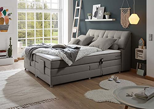 Froschkönig24 Concord 180x200 cm Boxspringbett Bett Ehebett mit Motor, Farbe wählbar, Ausführung:Variante 3, Stoffbezug:Artemis 18 Silver