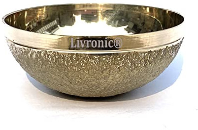 Livronic® Bronze Kansa Natural Vatki Cup Masseur ayurvédique Detox Pieds Relaxation et Nettoyage en Profondeur Technique indienne Ancienne Massage des Pieds Ayurvédique Kansa Vatki (Marron) Code