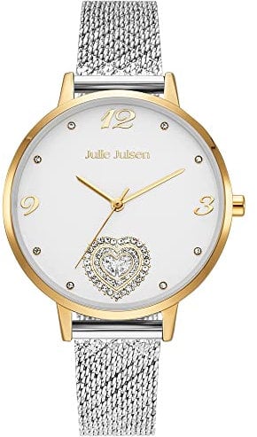 Julie Julsen JJW2105YGSME Herz Uhr Damenuhr Edelstahl Metall 3 bar Analog Silber