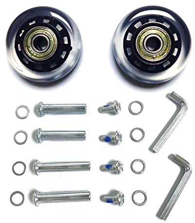 LOTOWELZON Ersatzräder für Gepäck, Koffer, 50 mm, Inline-Rollschuh-Räder mit 8 mm Kugellagern, 35 mm, 40 mm Achsen, Schraubenschlüssel-Reparatur-Set (Außendurchmesser 50 x THK18 mm, schwarz und